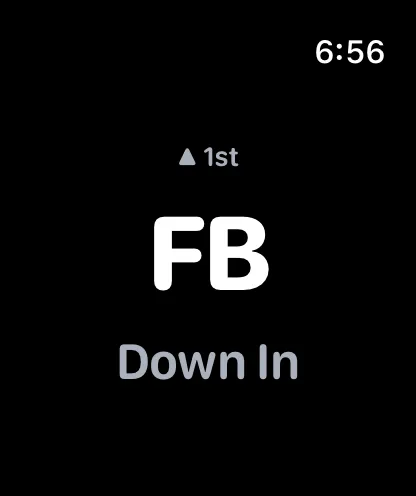 Apple Watch showing the current pitch signal and inning during a live session